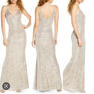 Lulus Moonlight Silver Sequin Maxi Dress